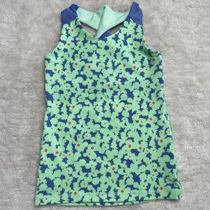Ivivva Athletica Girl's Blue Green Crossback Floral Tank Top Size 8